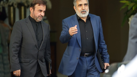 Ministro dos negócios estrangeiros iraniano, Reza Najafi, e porta-voz da agência atómica do Irão, Behrouz Kamalvandi, representa o país nas negociações em Viena. Foto EPA/HEINZ-PETER BADER