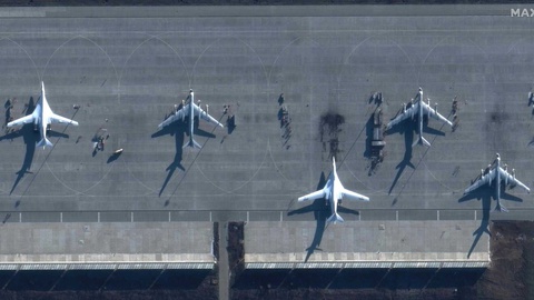 Vista aérea da base de Engels, na Rússia, a 5 de Dezembro de 2022.