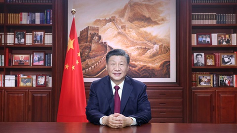 Presidente da China durante o seu discurso de Ano Novo, 31 de Dezembro de 2022.
