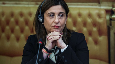 A presidente da Comissão Executiva da TAP, Christine Ourmières-Widener, na sua audição perante a Comissão de Economia, Obras Públicas, Planeamento e Habitação, na Assembleia da República, em Lisboa, 18 de Janeiro de 2023.