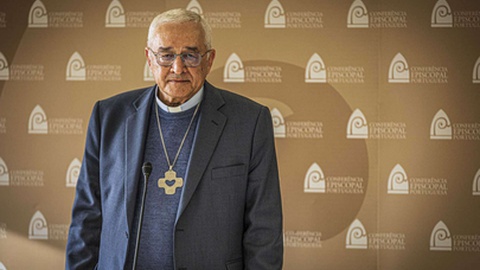 D. José Ornelas, Bispo de Leiria-Fátima, que preside à Conferência Episcopal Portuguesa, durante a conferência de imprensa, na Universidade Católica, de reacção ao relatório final - Dar Voz ao Silêncio sobre os Abusos Sexuais contra as Crianças na Igreja Católica Portuguesa, a 13 de Fevereiro de 2023