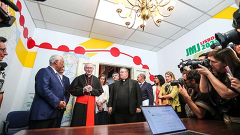 Encontro entre o Cardeal Patriarca de Lisboa, D. Manuel Clemente, o presidente da Fundação JMJ Lisboa 2023, D. Américo Aguiar, o secretário de Estado do Vaticano, Cardeal Pietro Parolin, na presença do primeiro-ministro António Costa.&nbsp; &nbsp;Foto&nbsp;Mário Vasa/Global Imagens