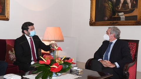 André ventura em reunião demorada com o presidente da Assembleia, José Manuel Rodrigues.&nbsp; &nbsp;Foto Helder Santos/Aspress