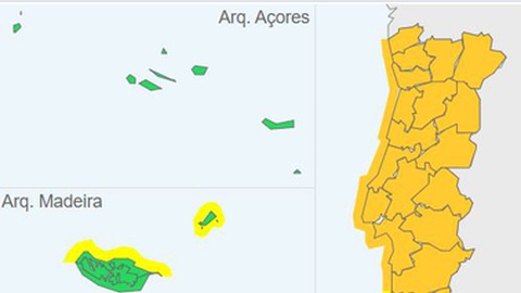 Todos os distritos do continente sob aviso laranja entre hoje e 4