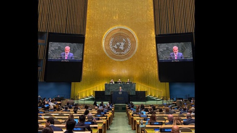 O ministro dos Negócios Estrangeiros, Paulo Rangel, participou na Conferência da Solução de Dois Estados.&nbsp; &nbsp;Foto DR/MNE