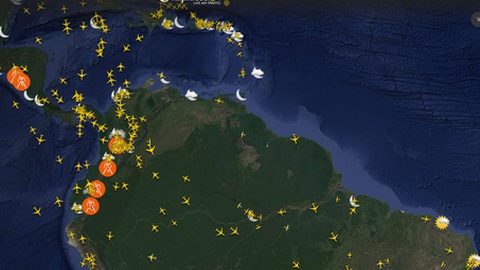 Imagem captada do Flightradar24 às 10h55 deste domingo.