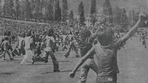 Recorte da primeira página do DIÁRIO de 16 de Maio de 1977.