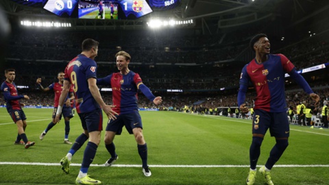 O primeiro golo da noite de gala do Barcelona em Madrid.&nbsp; &nbsp;Foto&nbsp;EPA/KIKO HUESCA