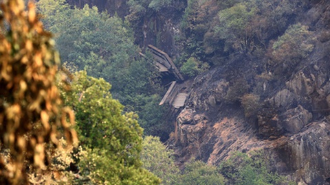 Passadiços do Paiva destruídos pelo incêndio de Arouca, distrito de Aveiro. Foto&nbsp;ESTELA SILVA/LUSA