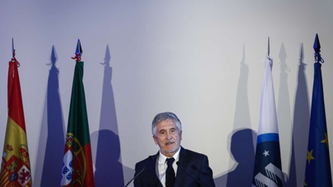 O ministro do Interior espanhol, Fernando Grande-Marlaska, na apresentação do contingente da Frontex, em Lisboa.