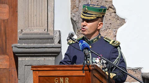 Marci Nunes, comandante da GNR na Madeira, na cerimónia que decorreu esta manhã, no Funchal.&nbsp;