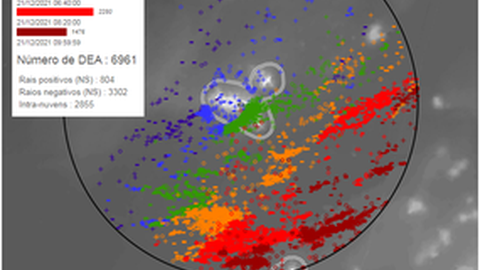 Registo da actividade eléctrica atmosférica entre as 00:00 e as 10:00 de hoje