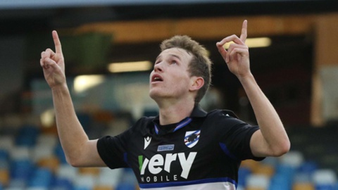 O jogador quando representava a Sampdoria, em 2020