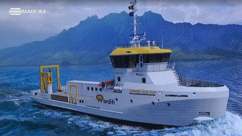 O navio que a ARDITI, agência da qual a Região tem a maior participação, pretende construir com 20 milhões de euros do Plano de Recuperação e Resiliência.&nbsp; FOTO RTP-MADEIRA