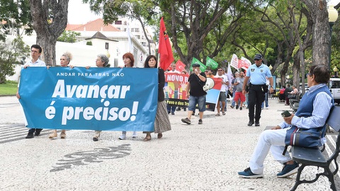 Manifestação da União de Sindicatos da Madeira, no Funchal, em Junho de 2022.