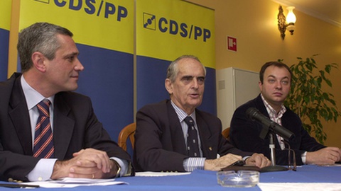 José Manuel Rodrigues e Carlos de Azeredo numa iniciativa do CDS para comemoração do 25 de Abril, organizada em 2006 no Funchal. FOTO TERESA GONÇALVES.