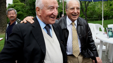 Fraústo da Silva (à direita) e Eduardo Lourenço em 24 de Maio de 2008, em Lisboa. Foto MANUEL DE ALMEIDA/LUSA