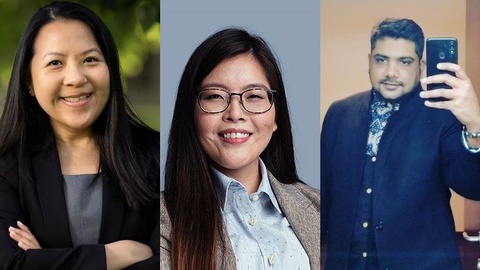 Samantha Sim, Jacinthe Tay e Steve Segar Selva.