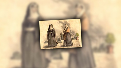 Uma freira com a sua acompanhante, década de 1810, autor desconhecido, publicado em “A History of Madeira”, 1821