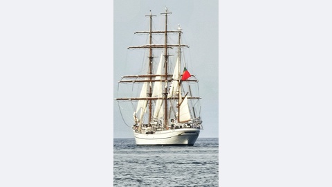 Partida do navio-escola esta manhã.&nbsp; Foto DR