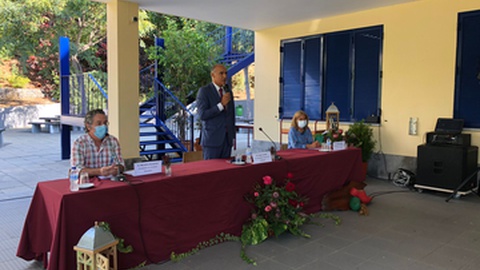 Secretário regional de Educação, Ciência e Tecnologia, Jorge Carvalho, na cerimónia de abertura do ano escolar 2021/2022 na Escola Básica e Secundária Dr. Luís Maurílio da Silva Dantas