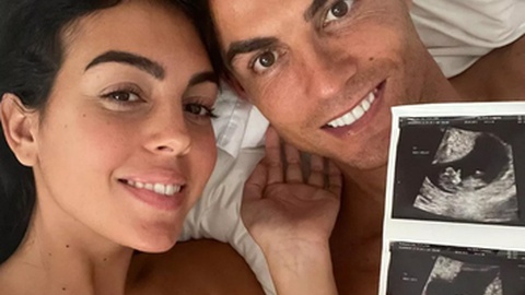 O casal Cristiano Ronaldo e Georgina Rodríguez quando anunciaram que iam ser pais de gémeos. Foto DR