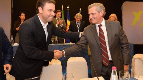 Congresso do CDS/PP-Madeira em 2015, onde se vê Rui Barreto e José Manuel Rodrigues. Foto Rui Silva/ASPRESS