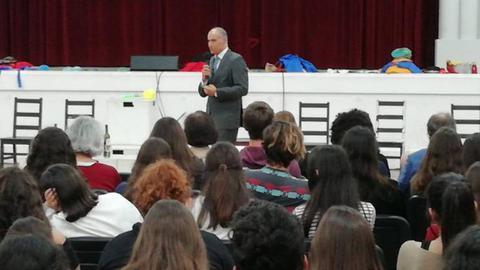 Jorge Carvalho na abertura do evento na Escola Secundária Jaime Moniz.