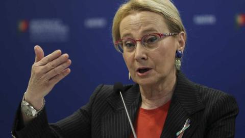 A directora-geral de Saúde, Graça Freitas na conferência de actualização sobre covid-19. Foto Lusa