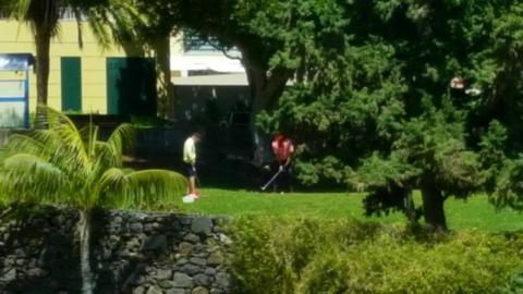 “Nada como dar umas tacadas no confinamento e transformar um jardim público perto de casa no novo green do estado de emergência. Quem ousar sair de casa que leve máscara e... capacete!”, diz o leitor F. R.