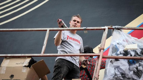 Shepard Fairey deixou três marcas nas paredes de Lisboa.  Foto MÁRIO CRUZ/LUSA