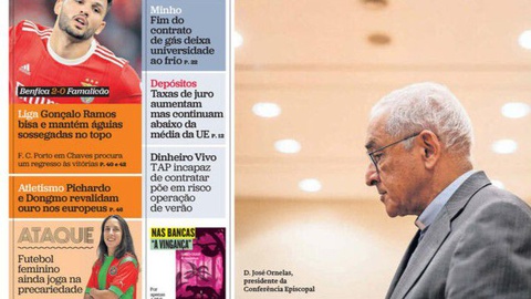 Percorra a galeria para ver as primeiras páginas dos jornais nacionais de hoje