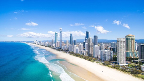 Vista aérea de Surfers Paradise na Gold Coast, Austrália.&nbsp; Foto Shutterstock