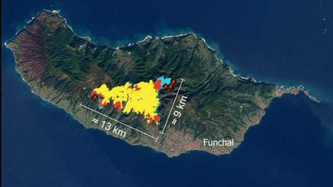 Foto demonstrativa da dimensão de aérea atingida aquando do incêndio de há um ano, partilhada pelo ADN.