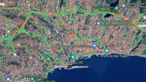 Situação do trânsito pelas 8h30.&nbsp; &nbsp;Foto Google Maps