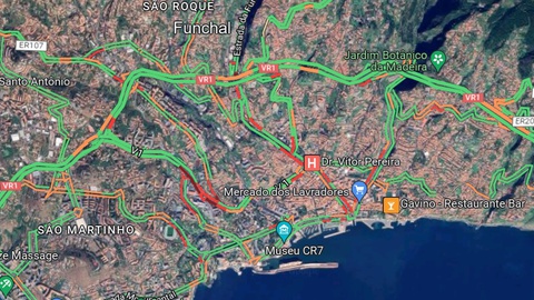 Cenário do trânsito perto das 9h00.&nbsp; &nbsp;Foto Google Maps