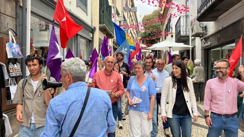 Mariana Mortágua durante a campanha na Madeira.