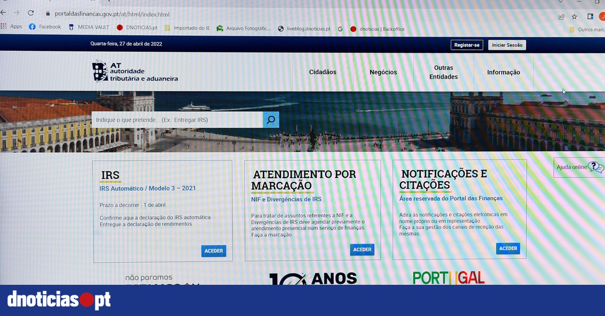 Portal das Finanças em baixo — DNOTICIAS.PT